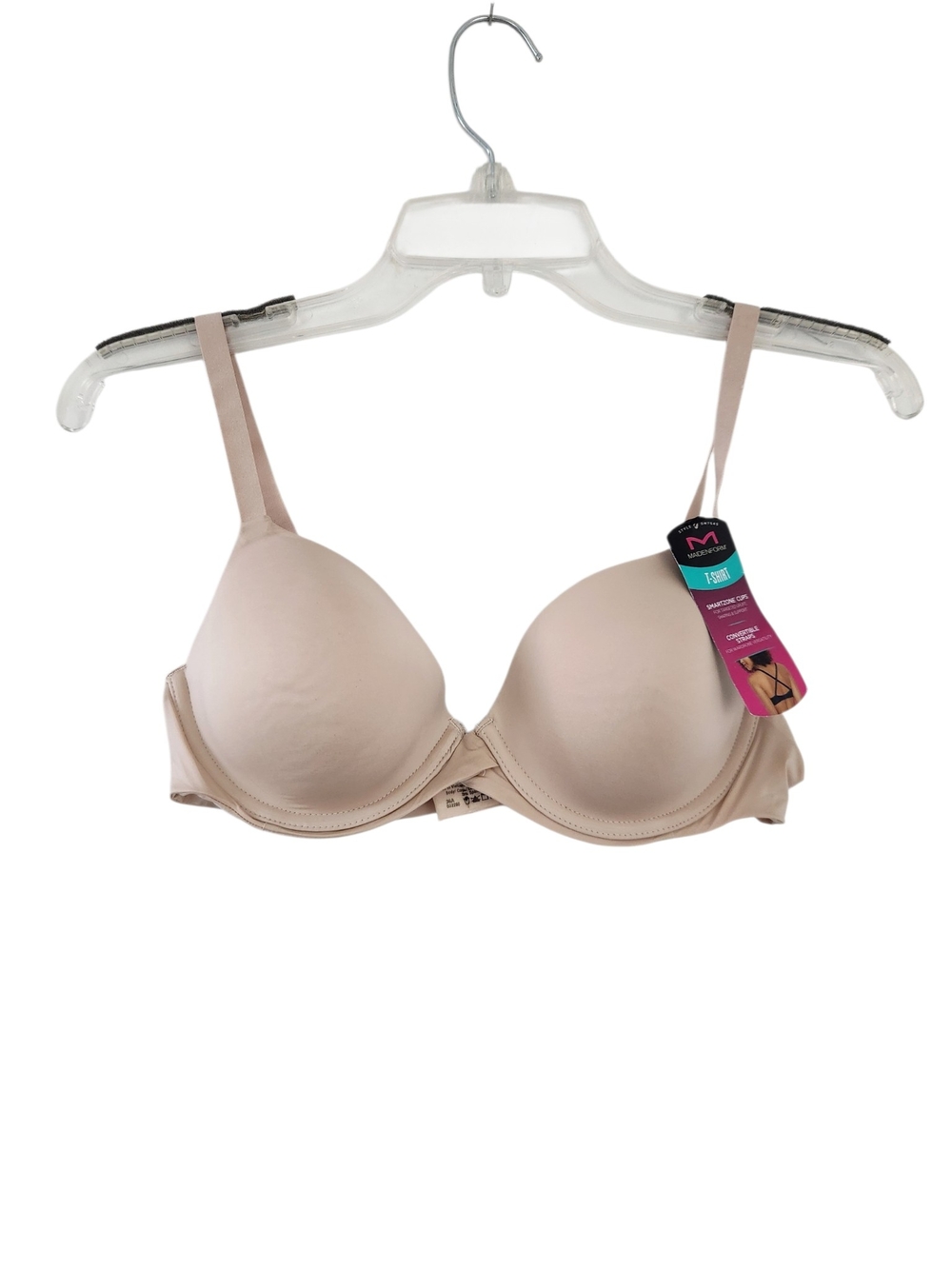 New MAIDENFORM 36A Beige T-Shirt Bra Convertible Straps Underwire